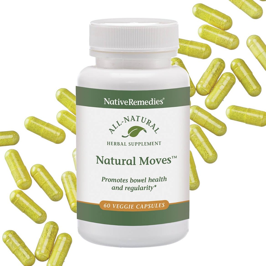 Remedios nativos Movimientos naturales - Todos los suplementos herbales naturales promueve la salud intestinal y la regularidad como relacionados con el estreñimiento - 60 cápsulas vegetales