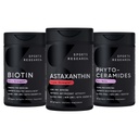 Sports Research Vegan Biotina 10,000mcg con aceite de coco, triple fuerza Astaxanthin 12mg con aceite de coco orgánico & Phytoceramides 350mg por Softgel
