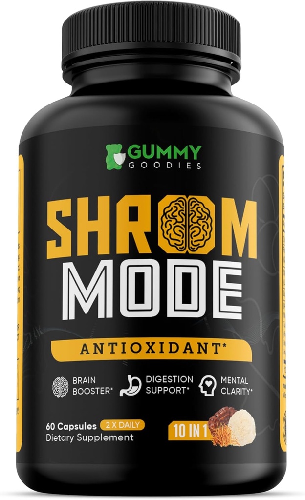 Suplemento de seno orgánico 10 en-1, Reishi, Lions Mane, Cordyceps, Chaga, Turquía Tail, Natural Immune & Cognitive Health Boost, 60 Veggie Capsules