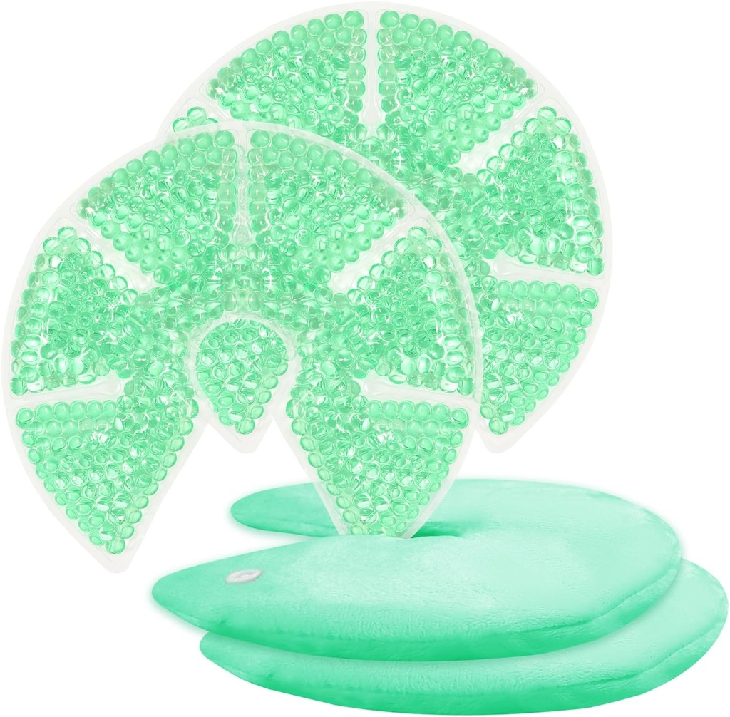 Hot/Cold Breast Gel Bead Ice Packs Breast Cooling/Heat Pads Relief for Breastfeeding, Nursing Pain, Mastitis, Engorgement, Swelling, Plugged Ducts | Boost Milk Let-Down & Production,2 Pack (Green)