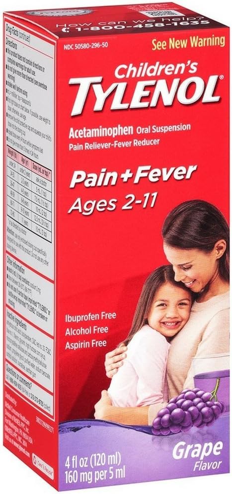 TYLENOL La Suspensión Oral Infantil Grape Splash Flavor 4 oz (Pack of 8)