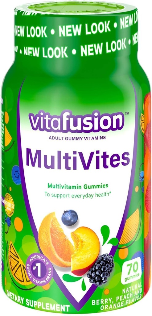 Vitafusion Multi Vites Gummy Vitaminas, Berry, Peach y Orange - 70 Gummies