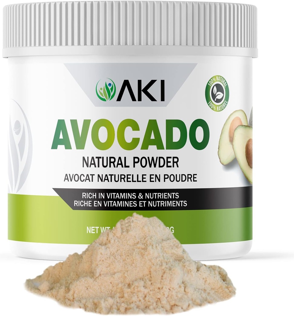 AKI Avocado Superfood Powder (6oz/170g) - Rico en Nutrientes, Vitaminas, Omega 3 " Antioxidantes - Ideal para Smoothies, Yogur o Popsicles Milkshake - Vegan " No GMO