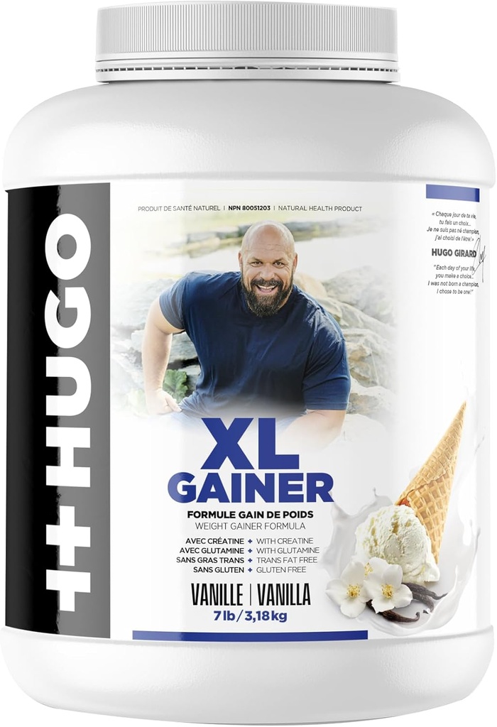 ++Hugo XL Gainer Nutrition Girard Powder ← Weight Gainer Fórmula Silencio con Creatine Silencio con Glutamine Silencio Trans Fat Free TEN Gluten Free TEN 7LB/3.18KG ANTE Vanilla/Chocolate Flavor (Vanilla)