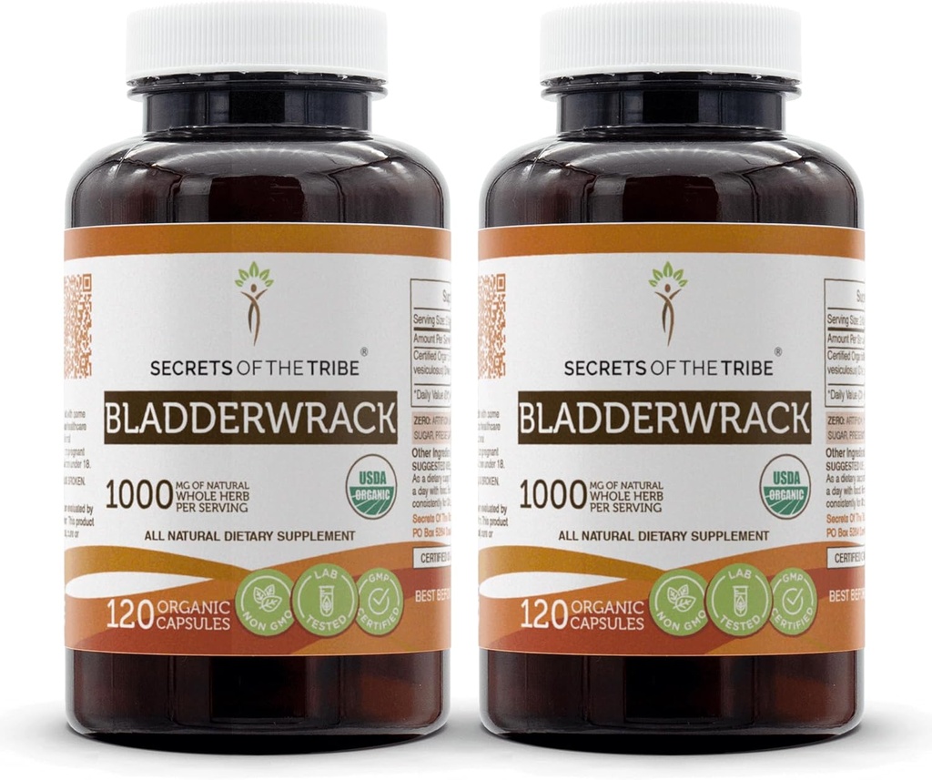 Escalofrío 120 cápsulas(2 pcs.), 1000 mg, USDA Organic Bladderwrack (Fucus Vesiculosus) Planta seca (2x120 cápsulas)