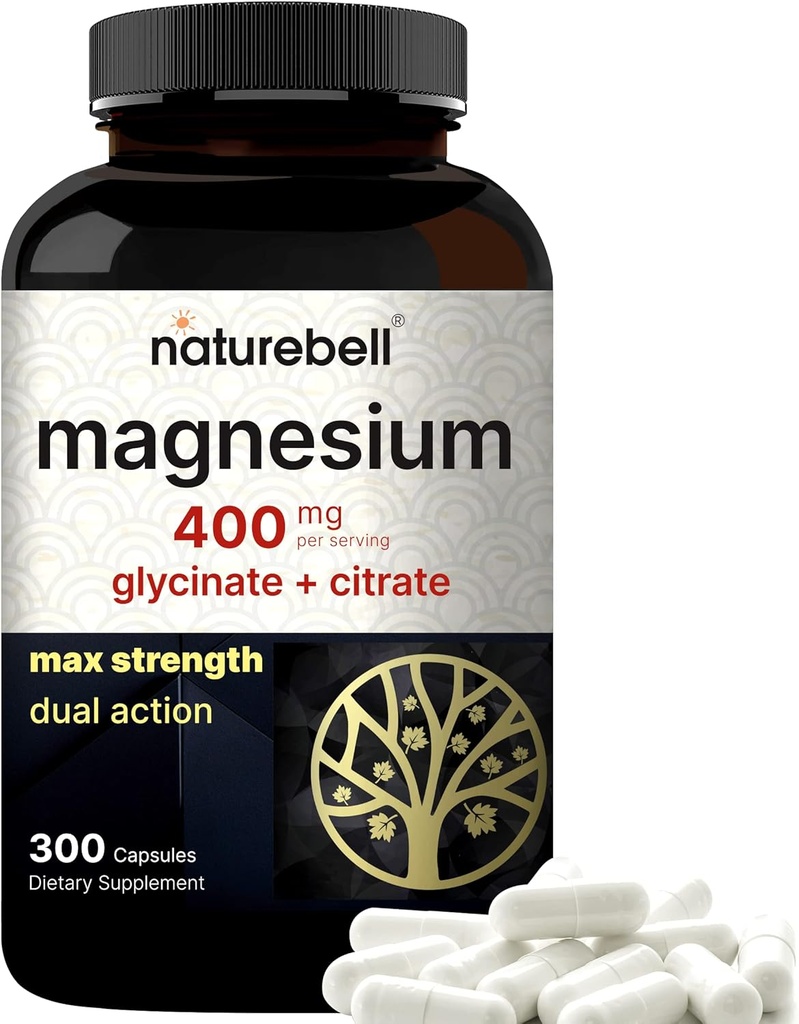 Complejo de Magnesio 400mg, 300 capsules ← Glycinate, Citrate peru Chelated " Purified peru Bone, Heart " Digestion Support ← Non-GMO