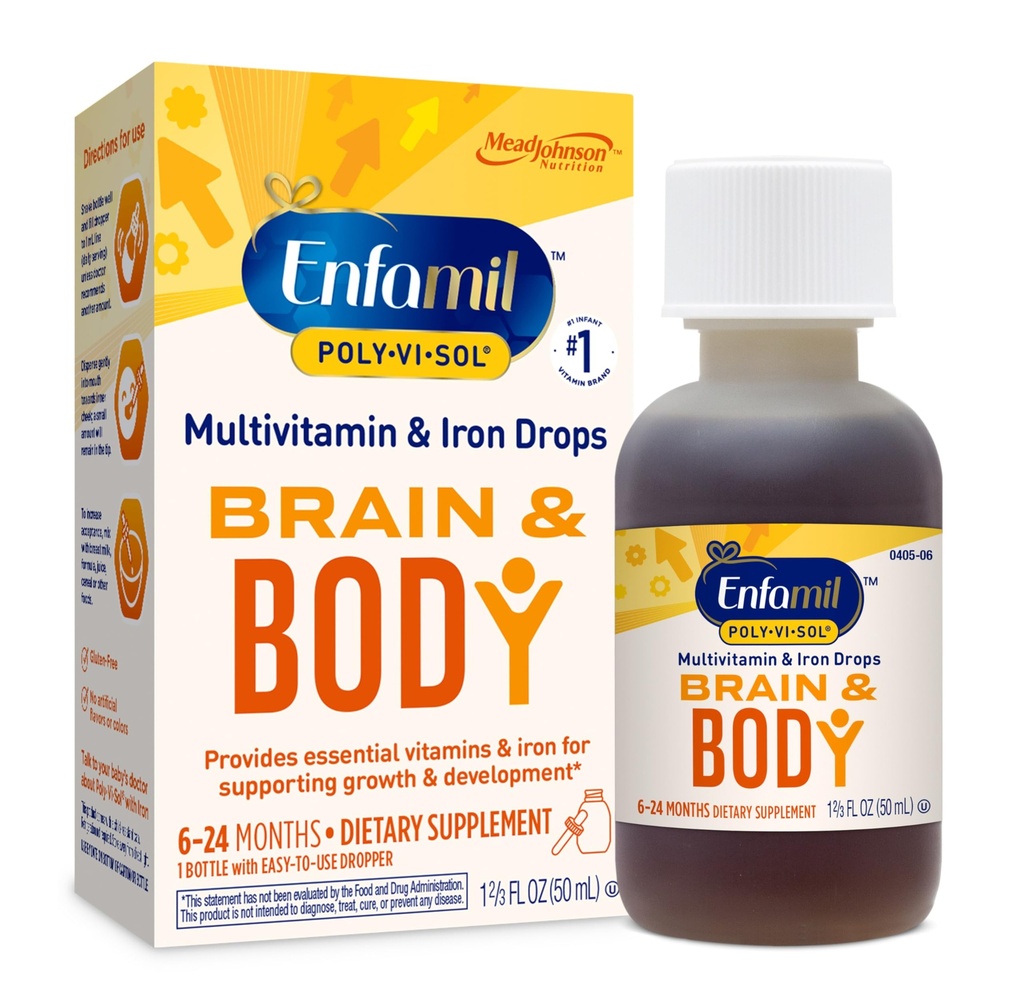 Enfamil Poly-Vi-Sol with Iron Liquid Multivitamin Drops, Supports Growth &amp; Development*, 50mL Bottle