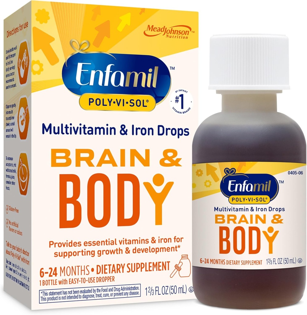 Enfamil Poly-Vi-Sol with Iron Liquid Multivitamin Drops, Supports Growth &amp; Development*, 50mL Bottle