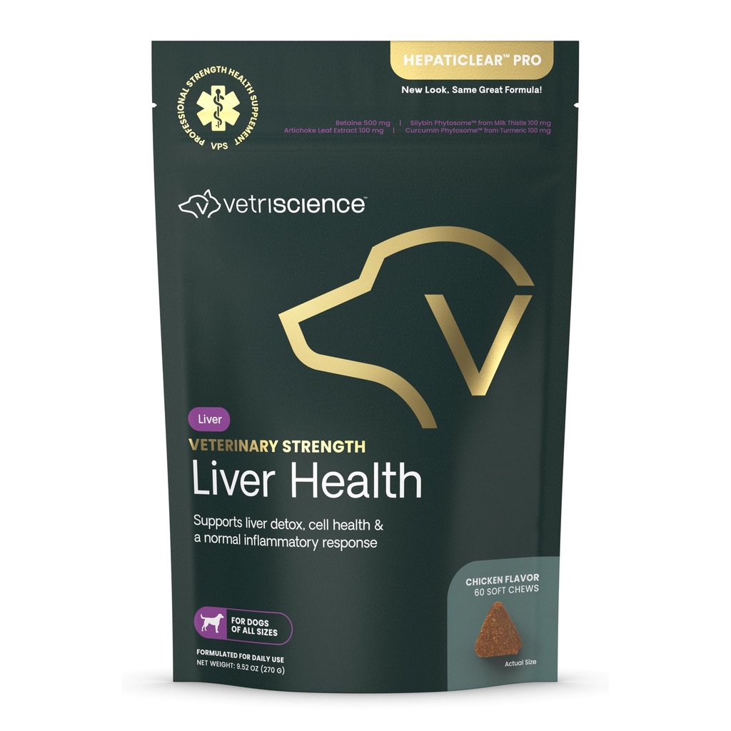 VetriScience Veterinary Strength Liver Health Chews - Canine Liver Care Supplement for Detox Support - Dog Supplement - Supports Immune System - No Fasting Required - 60 Count
