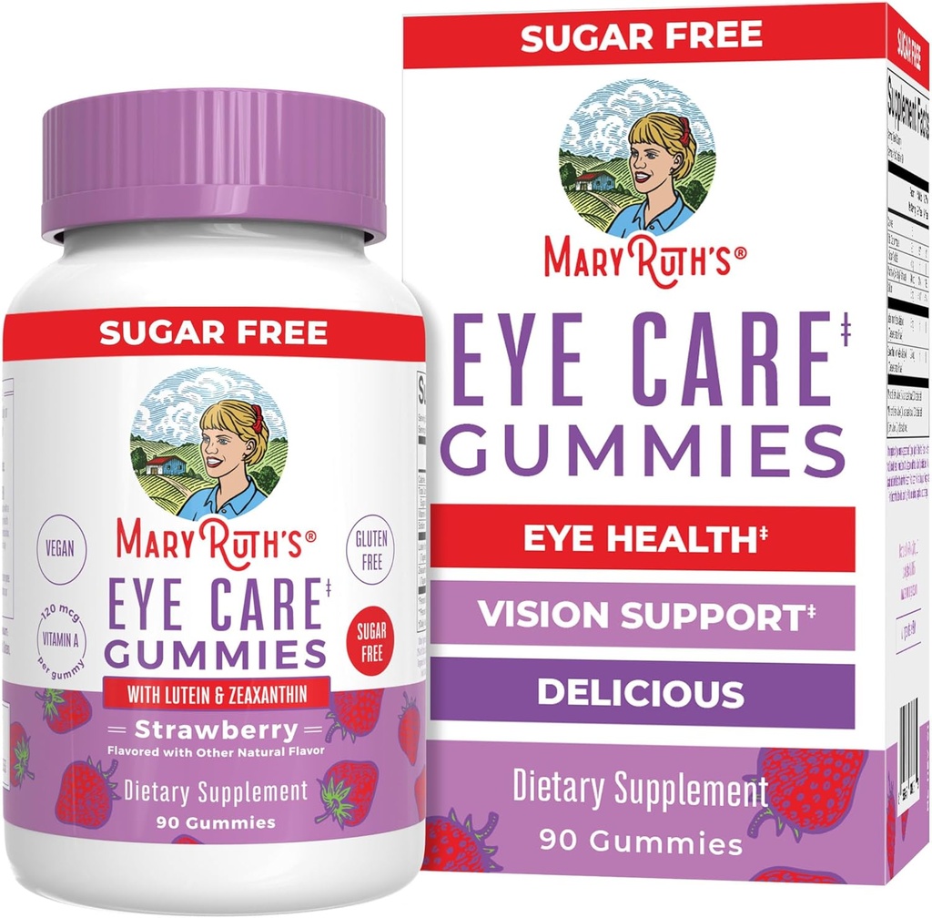 MaryRuth Organics Eye Care Gummies | Eye Health Vitamins for Adults and Kids | Lutein and Zeaxanthin Supplements | for Eyes | Vegan | Non-GMO | Gluten Free | 90 Count