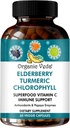 Orgánica Veda Elderberry Turmeric Chlorophyll Immune Support Supplement - Superfoods Antioxidants, Green Vitamin C, Grape Seed Extract, Acerola, Moringa & Papaya Enzymes - 60 cápsulas Vegan
