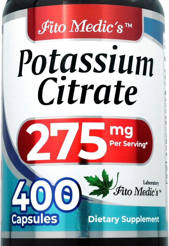 Lab peru Potassium Citrate ←400 Capsules Ø275 mg relleno Potassium Suplemento TEN Potassium TEN Concentrate Extract ANTE Potassium Pills ANTE Ultra High Absorption.