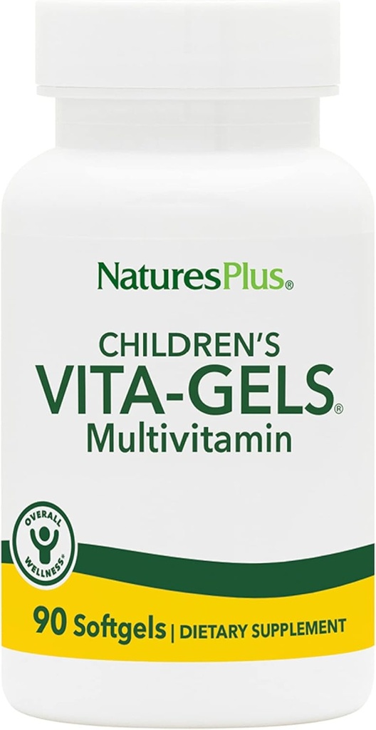 NaturesPlus Children’s Vita-Gels Multivitamin, Natural Orange Flavor - 90 Softgels, Pack of 2 - Gluten Free - 180 Total Servings