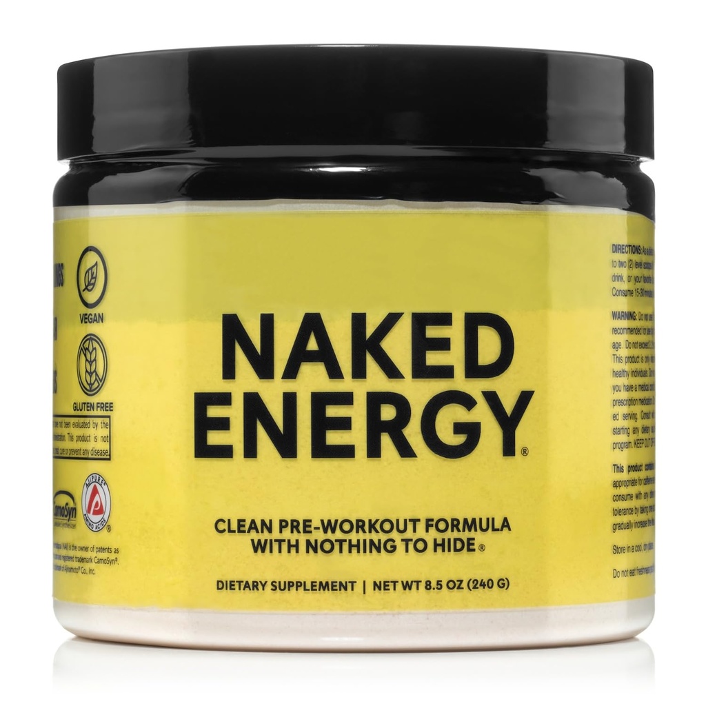 Energía NAKED - Powder Pre Workout puro para hombres y mujeres, Vegan, Desarrollado, Saludable Pre Workout - No Añadido Sweeteners, Colores O Sabores - 50 Servings