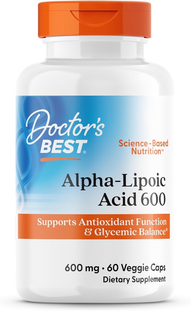 El mejor ácido alfa-lipoico del médico 600, soporta la función antioxidante " equilibrios glucémicos, no OMG, sin gluten, vegano, soy libre, 600 mg, 60 cápsulas vegetales
