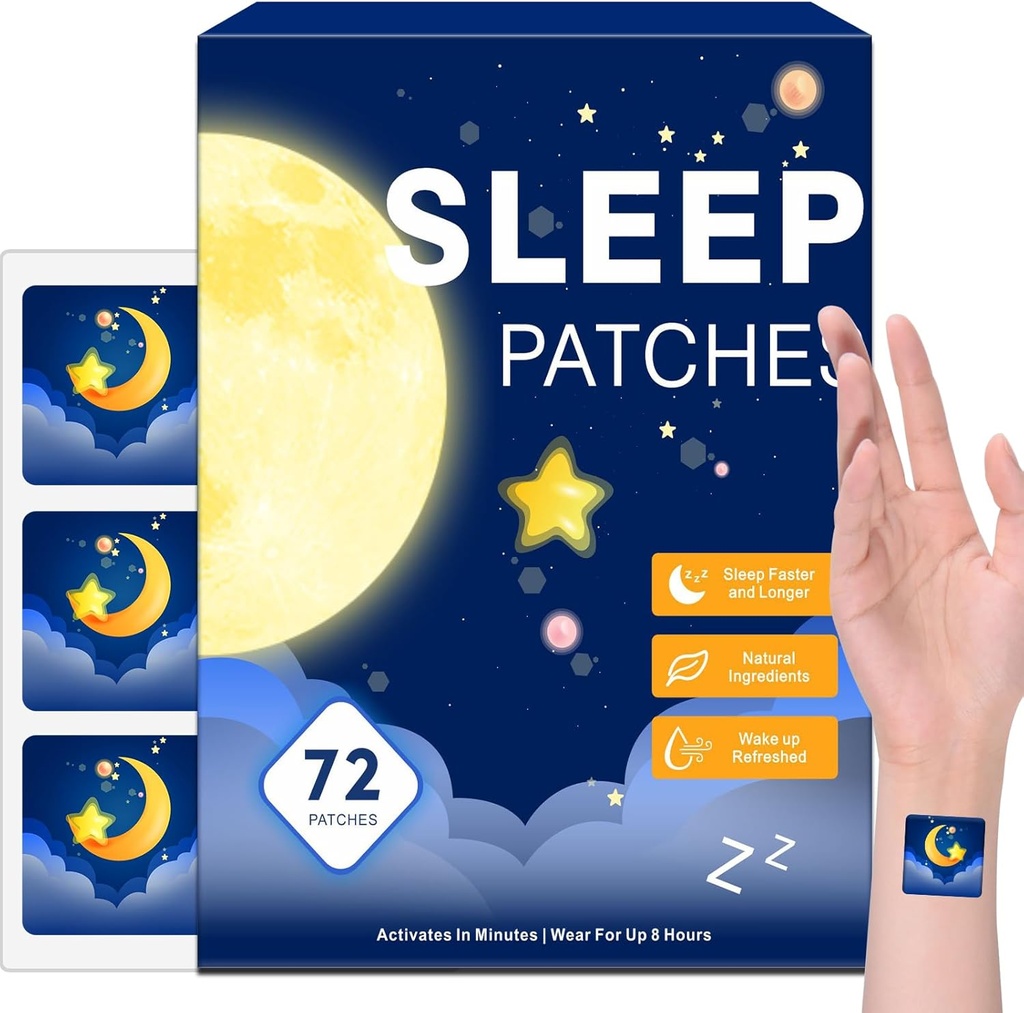 72 Pack Sleep Patches for Adults Extra Strength, Easy-to-Apply Sleep Patch with Valerian &amp; Melatonin Patches, Long-Lasting Night for Men and Women