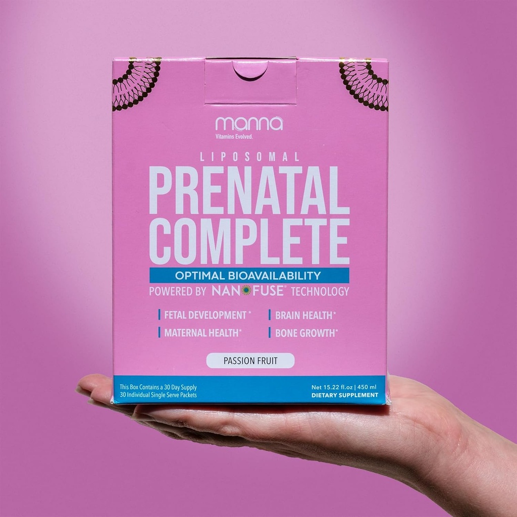 Vitaminas Manna Evolved - Liposomal Prenatal Complete - Vitaminas Prenatales Líquidas para Mujeres - Las mejores vitaminas prenatales para las mujeres embarazadas para todas las etapas del embarazo
