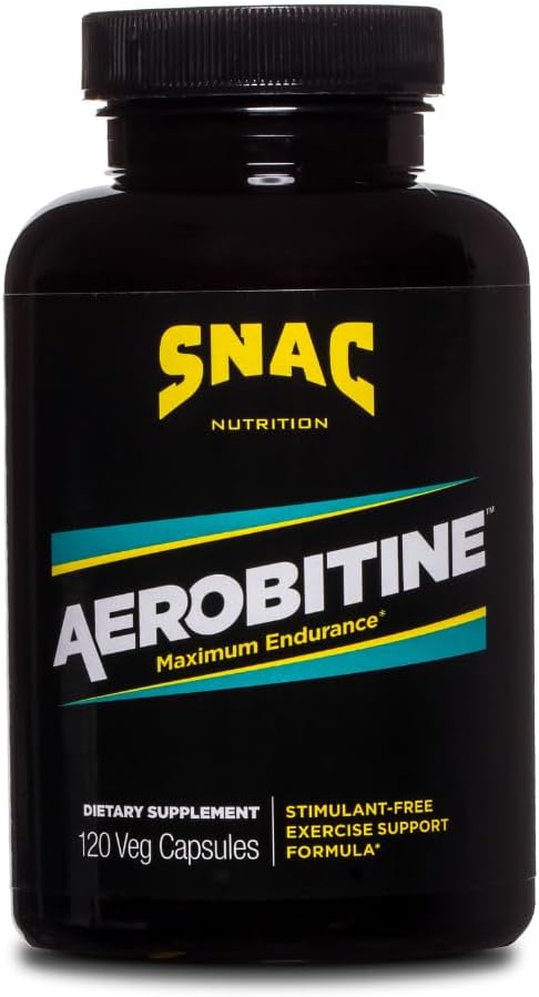 SNAC Aerobitine - Suplemento de Pre-Workout gratuito para máxima resistencia. Booster de óxido nítrico, mejora el flujo sanguíneo, reduce la fatiga y los beneficios termogénicos. 120 cápsulas de verduras