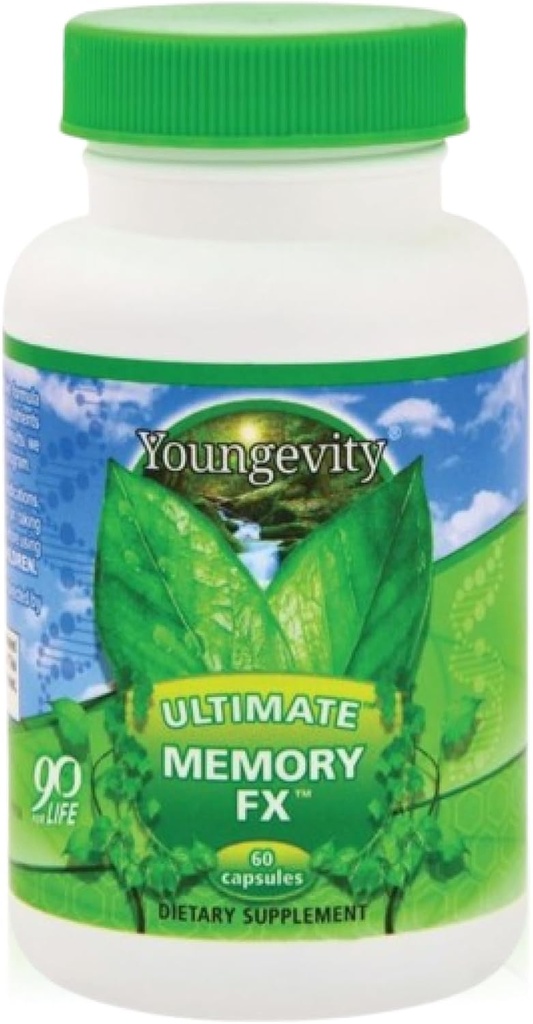 Youngevity Ultimate Memory FXTM: Ginkgo Leaf, Periwinkle Herb + Vitaminas para apoyar la función cerebral y la memoria - Brain Health, Memory Retention Supplement (60 cápsulas)
