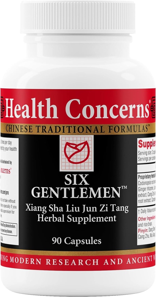 Preocupaciones a la salud Seis Caballeros – Salud Digestiva " Apoyo al Qi – Licorice Root, Ginger " Codonopsis Fórmula – Bloating, Gas, Nausea – 90 cápsulas – Medicina Herbal China