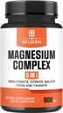 5in1 Magnesio Suplemento Complejo con 20% Purificado - 500 mg de Magnesio Bisglycinate, Citrate &amp; Más para el musculo, Relajación Mood, Bone Health &amp; Más - 90 cápsulas