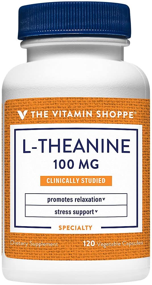 La vitamina Shoppe L-Theanine 100MG, Ingrediente estudiado clínico, apoya la relajación &amp; estrés (120 cápsulas)