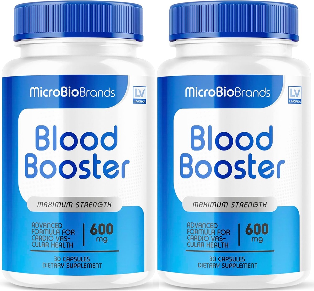 (2 Pack) Microbio Blood Booster, Microbio Blood Booster Pills, Micro Bio Brand Blood Booster, Micro Bio Blood Booster Advanced Formula, Microbio Brands BloodBooster, 60 cápsulas para 2 meses