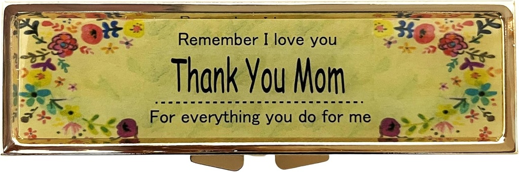 AmyZone Pill Organizer Semanal 7 Día con Reminder Travel Portable Compact Pill Funda para mantener vitaminas/Tylenol/Fish Oil/Supplements/Meds/Tablet for Purse/Pocket(Gracias mamá)