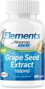 NeuropAWAY Elementos Grape Seed Extract 1000mg Por Serving (60 500mg Acid Resistant Capsules Por Bottle) Tercera Parte Tested Made in a cGMP Facility