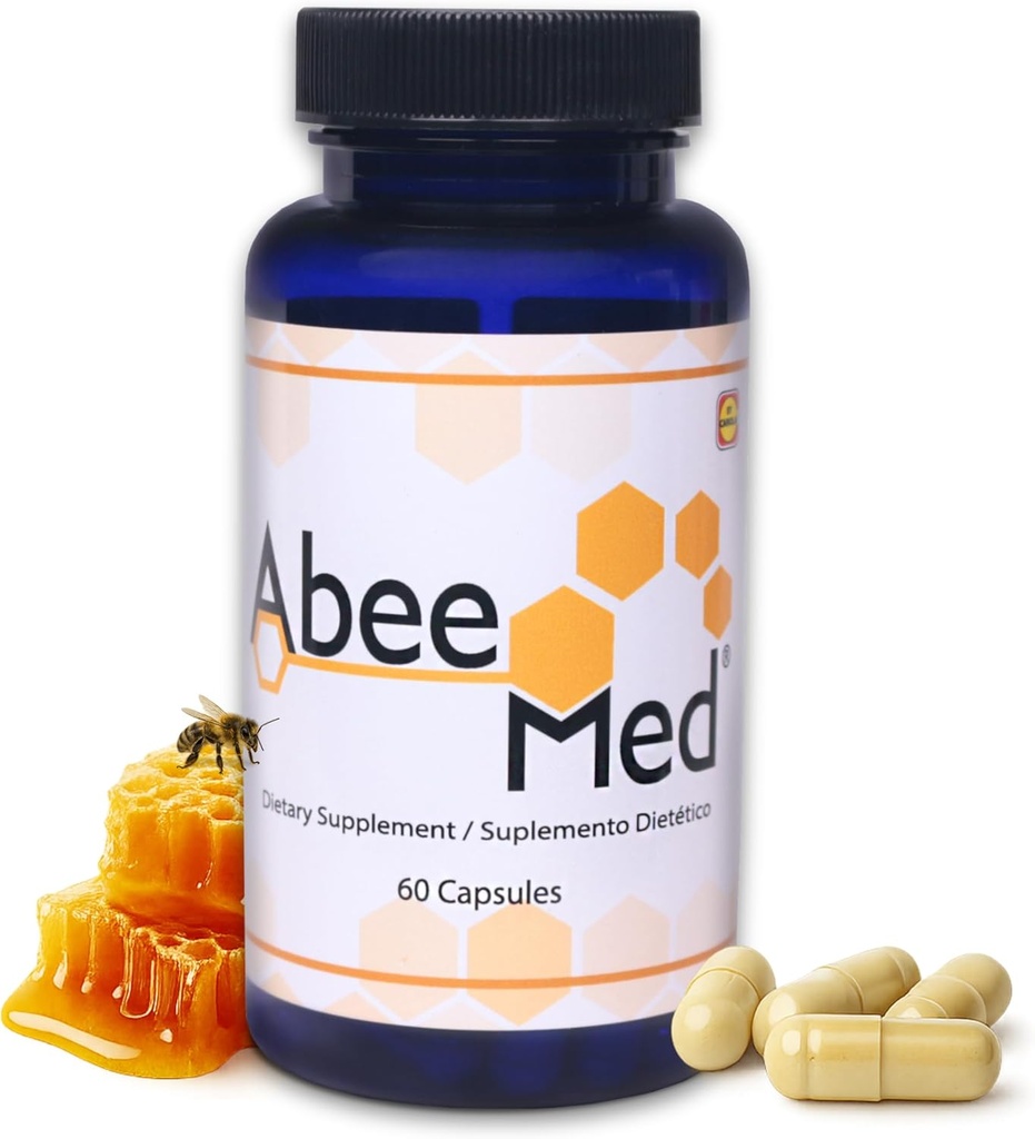 AbeeMed Bee Venom Capsules - Natural Apitoxin Suplemento w/Manuka Honey - Inflamación &amp; Movilidad Soporte, Mixta &amp; Muscle Discomfort - Apoyo Sprains, Bruises y Strains - 60 Cuenta (30 Servimientos)
