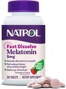 Natrol Melatonin 5mg Tablas rápidas de disuelto, Suplementos de somnolencia para adultos, sabor a fresa, 200 Tabletas, hasta 200 Day Supply