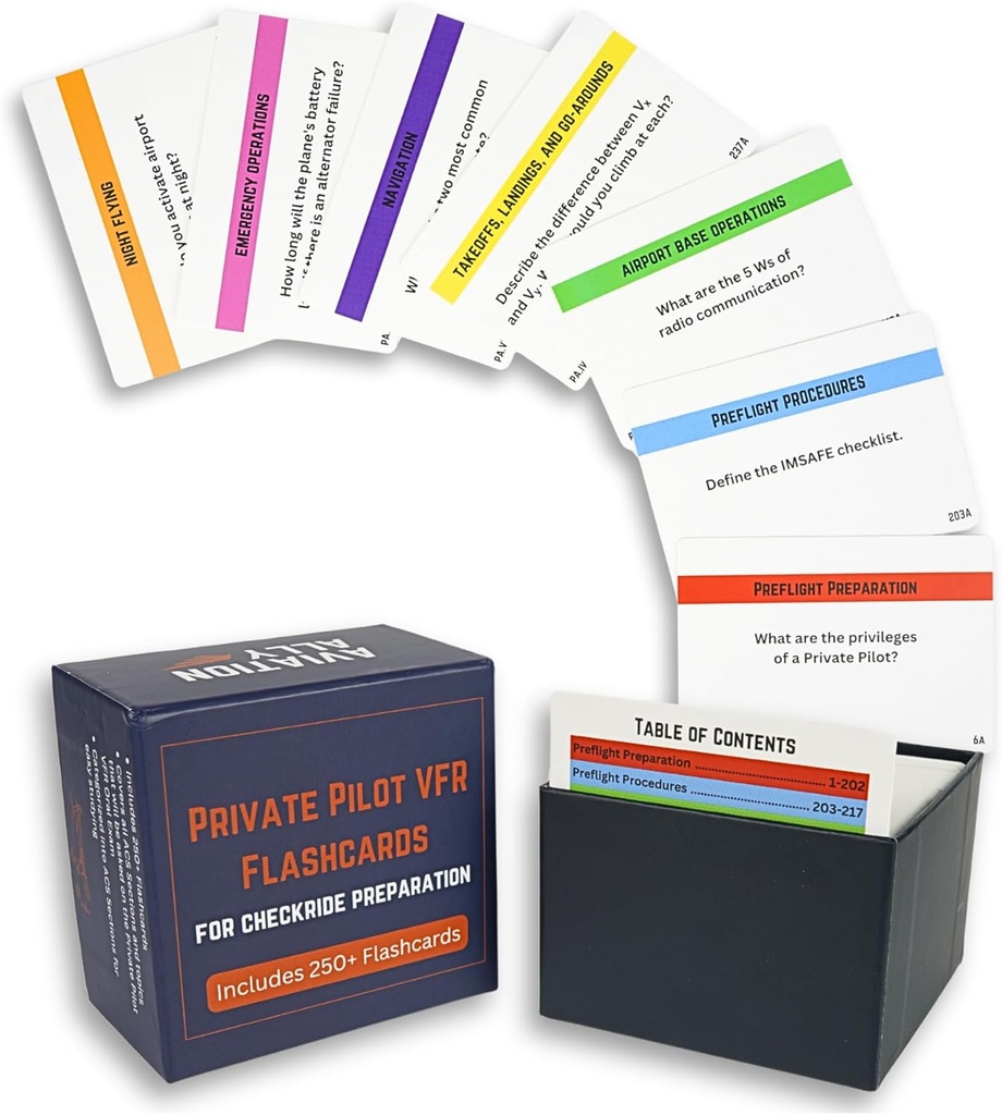 Tarjetas de estudio privadas Pilot VFR para Checkride " Oral Exam Silencio 260+ VFR Cubrir temas de aviación FAA, espacio aéreo, tiempo, gráficos, sistemas " Ideal para pilotos estudiantiles