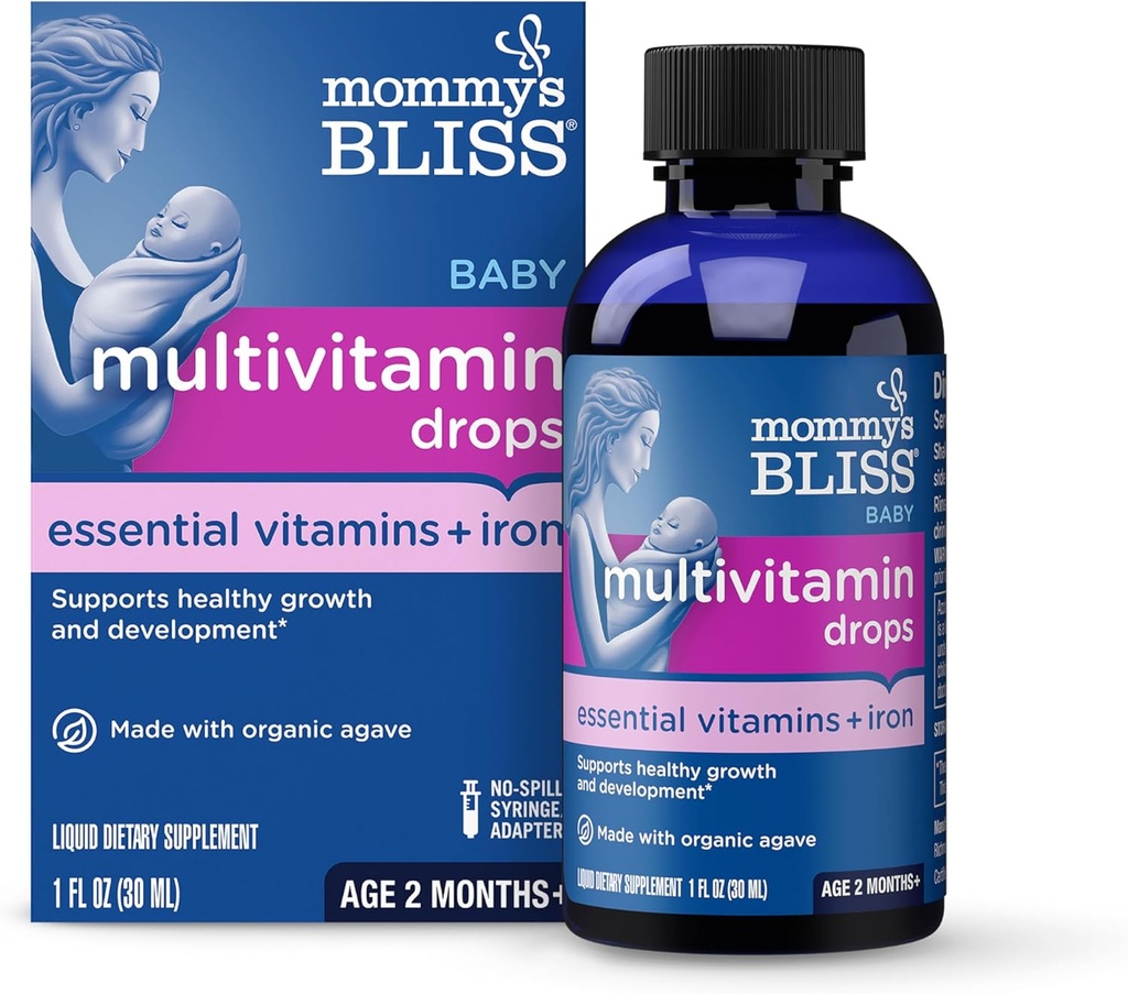 Mami's Bliss Baby Multivitamin + Hierro, Daily Essential Vitamins for Immune Support, Healthy Growth & Bone Development*, Age 2 Months+, 30 ml, Liquid