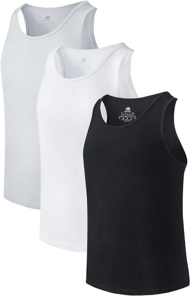 DAVID ARCHY Hombres Tank Top Bamboo Rayon camisetas Tank Camiseta Moisture-Wicking A-Shirt para Hombres, 3 o 5 Pack
