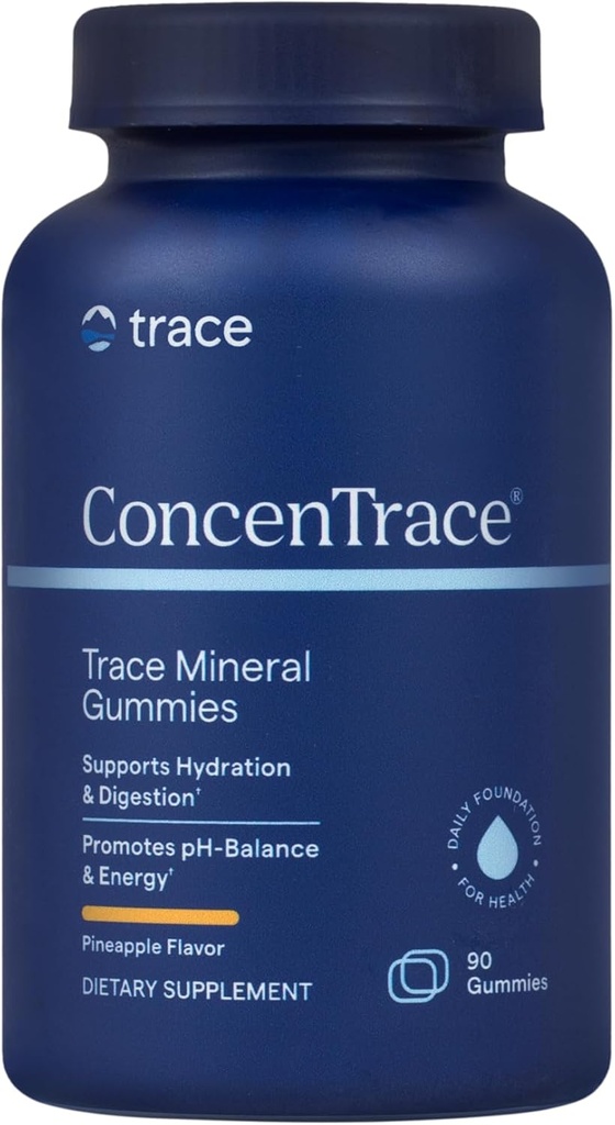 Trace Minerals ← ConcenTrace Chewable Gummies Full Spectrum tención Proporcionar energía potencial, metabólico &amp; Mood Apoyo a las articulaciones saludables Huesos y dientes  durable Pineapple natural ← 90 ct