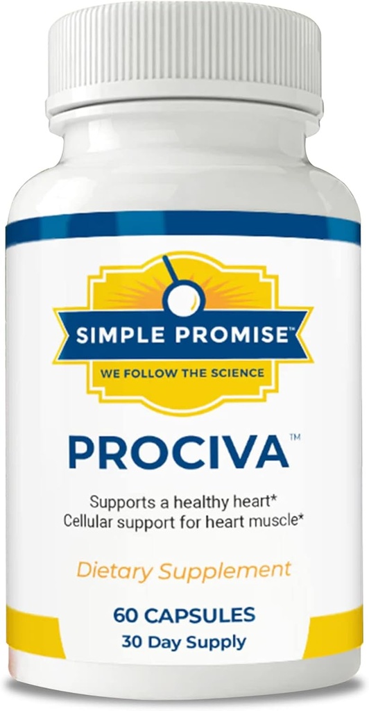 Prociva simple - Arjuna Bark Extract Heart Health Suplemento con ácido fólico, vitamina D &amp; Magnesio - Herbal Blood Pressure Support &amp; Healthy Heart Maintenance for Men &amp; Women - 60 cápsulas