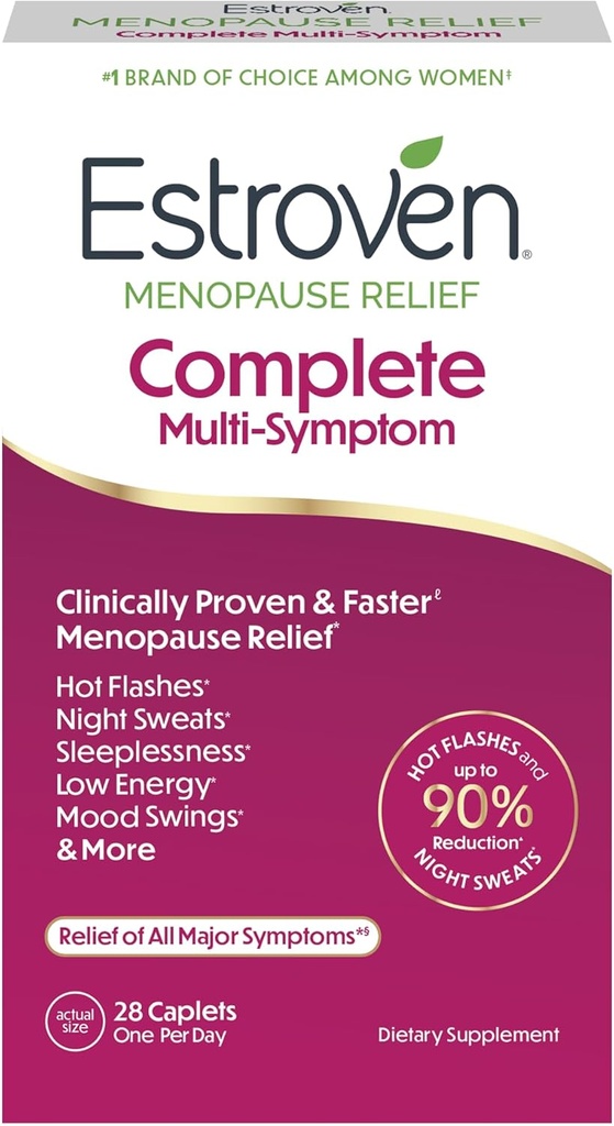Estroven suplemento completo de la menopausia multi-síntoma para mujeres, 28 Ct., Ingrediente de Probación Clínica Proveer Alivio de la menopausia &amp; Sudaderas nocturnas " Alivio Flash caliente* Libre de drogas " No GMO
