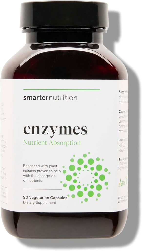 Más inteligente Nutrición Vegan Digestive Enzymes - Digestion Bloating & Gut Health Support with 16 Multi Enzymes for Nutrient Absorption & Meal Time Comfort for Both Men ' Women - 90 Count[30-Day Supply]