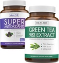 Antioxidants & Green Tea Extract (1-Month Supply) Antioxidant Green Fusion - Super Antioxidants - Powerful Super Food Daily Blend (120 Caps) & Green Tea Extract with EGCG Polyphenol Catechins(60 Caps)