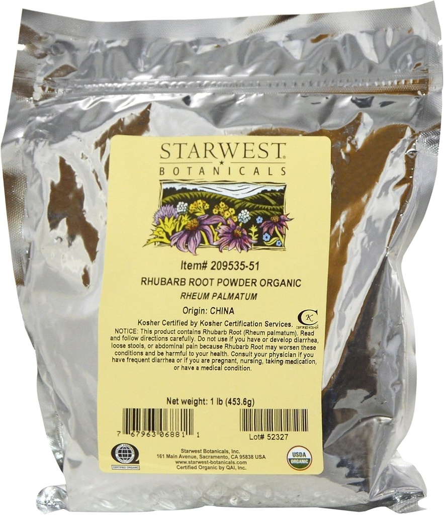 Orgánica Rhubarb Root Powder 1 libras