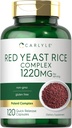 Complejo de arroz de levadura roja TEN 1220mg TENIDO 120 cápsulas TENIDO CON Policosanol ANTE NO GMO Y Gluten Suplemento gratuito
