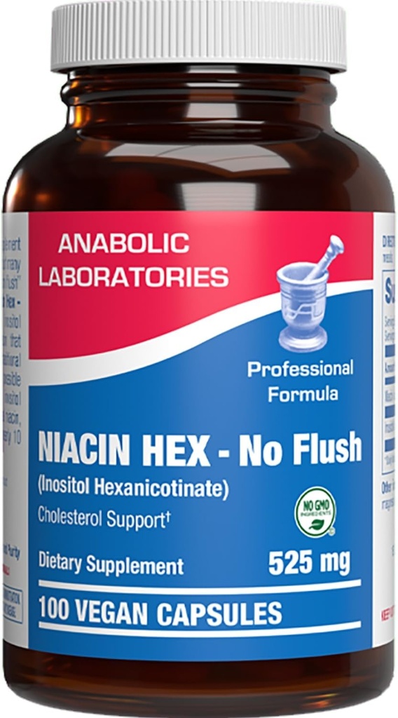 Alta Absorción Vitamina B3 Niacin Flush Gratis - Fórmula Clínica Flush Suplemento de Niacina Libre de Inositol Hexanicotinado para la piel del corazón &amp; Nerve Soporte - Vegan No GMO Hecho en los EE.UU. - 100 Serviciones