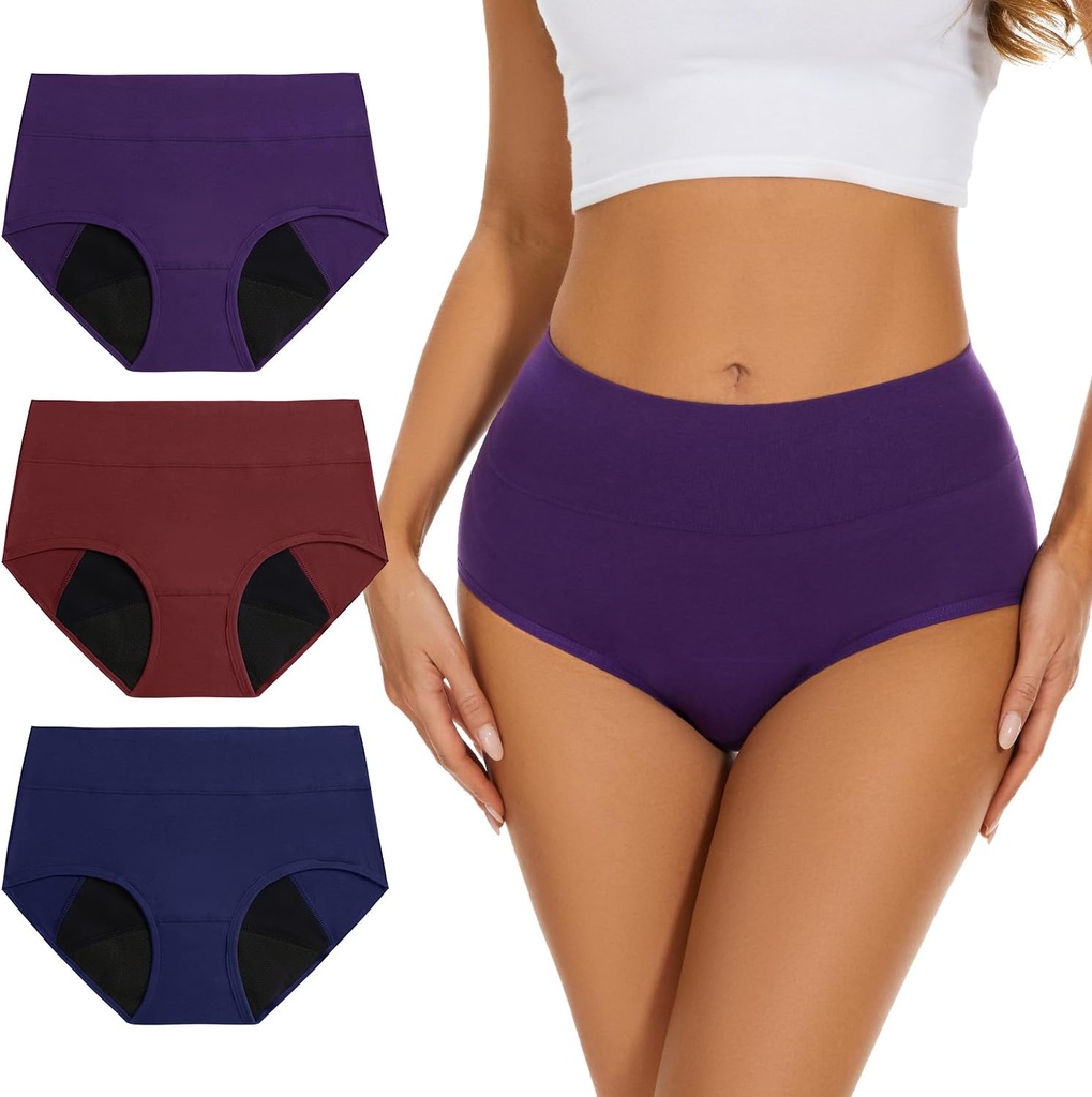 Incontinencia Ropa interior para Mujeres Alta Absorbencia Periodo Panties Señoras Leakproof Protective Menstrual Control de la vejiga Lavable Cotton Briefs Multipack