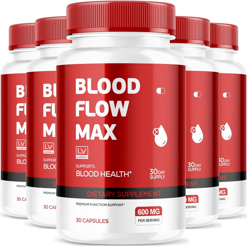 LIVORKA (5 Pack Blood Flow Max, Blood Flow Max Capsules, Blood Flow Max Blood Support, BloodFlow Max, Blood Flow Capsules for Generall Wellness, Blood Flow Max Pills, 150 cápsulas para 5 meses