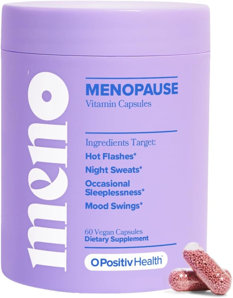 O Positiv MENO Vitaminas para la menopausia - Suplemento de la menopausia libre de hormonas para las mujeres - Cohosh negro " Ashwagandha KSM-66 - Ayuda a aliviar los flashes calientes, sudaderas nocturnas, costuras de orina - 30 servidumbres (Pack of 1)