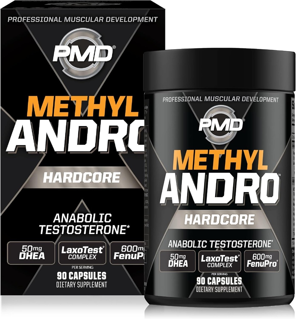 PMD Sports Methyl Andro con DHEA amplifica la testosterona para el crecimiento del músculo magro y la fuerza de aumento de peso y el rendimiento de entrenamiento-Suplemento diario (90 cápsulas vegetarianas)