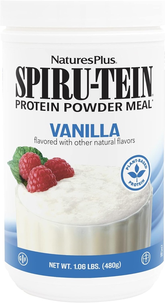 NaturesPlus SPIRU-TEIN, Vanilla - 1.06 lbs - Spirulina Protein Powder - Vitaminas &amp; Minerales for Energy - Vegetariano, Gluten Gratis - 16 Servings