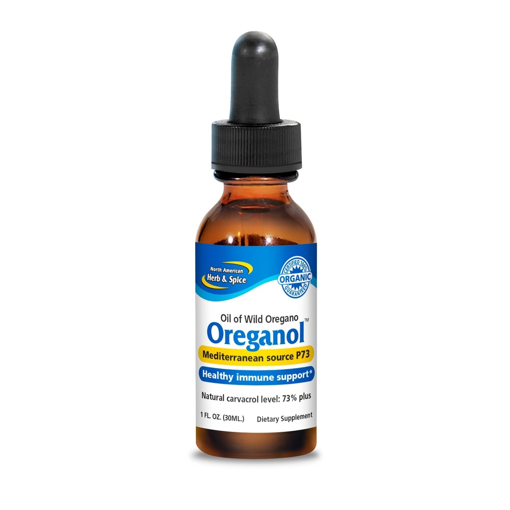 NORTH AMERICAN HERB " SPICE Oreganol - 1 fl. oz. - Aceite de orégano salvaje, orgánico - Fuente Mediterránea P73 - Non-GMO - 432 Servimientos