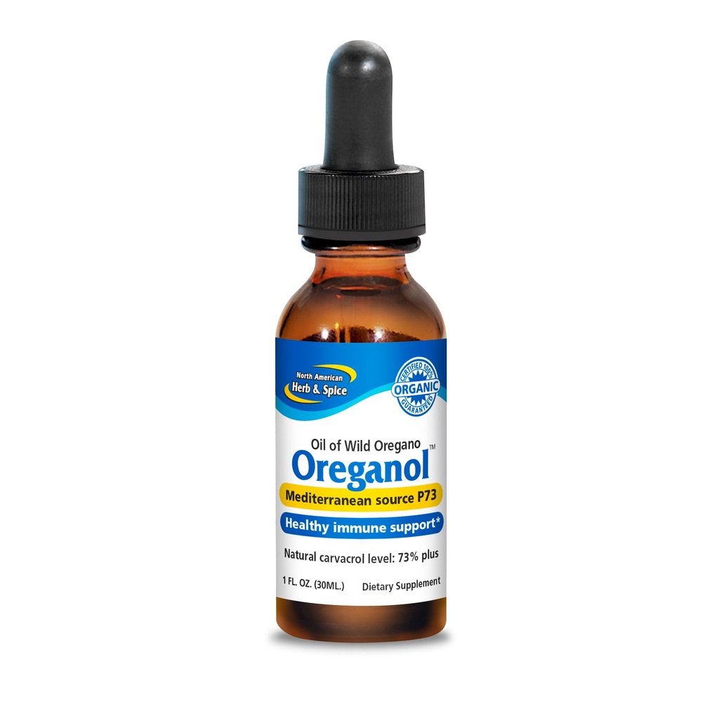 NORTH AMERICAN HERB " SPICE Oreganol - 1 fl. oz. - Aceite de orégano salvaje, orgánico - Fuente Mediterránea P73 - Non-GMO - 432 Servimientos