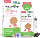 Wellements Organic Constipation Support for 6 Month+ Babies & Toddlers (4 Fl Oz) Silencio USDA Certified & Gentle Constipation Relief* for Infants with No Harsh Laxatives with Dispenser